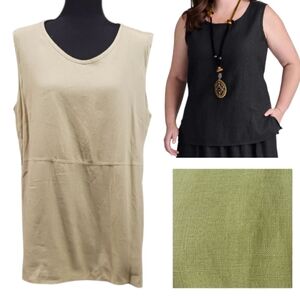 FLAX Linen Sleevless Tunic Top